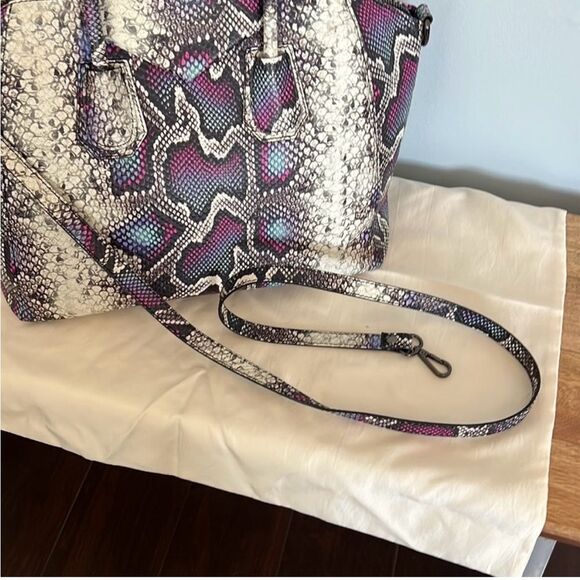 PERSAMAN satchel LEATHER Made in Italy Lightweight snakeskin pattern - Picture 4 of 7